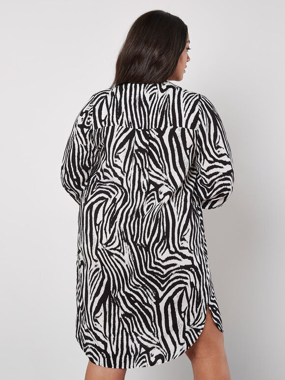 Curve Zebra Print Mini Dress, Black, large