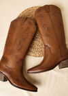 Tall Leather Cowboy Boots, Brown, large