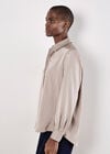 Satin Self-Stripe Oversized Shirt, Stone, large