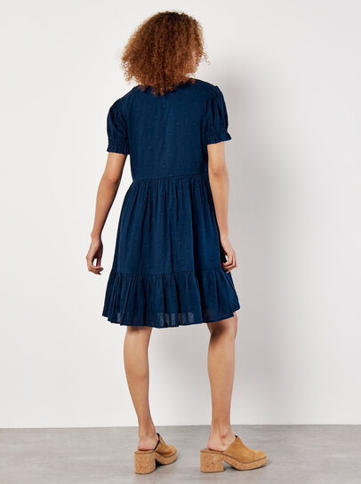 Cotton Blend Dobby Mini Dress