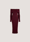 Fluffy Bardot Midaxi Dress, Burgundy, large