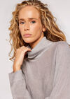 Sparkle Roll Neck Batwing Jumper, Light Grey / Silver, large