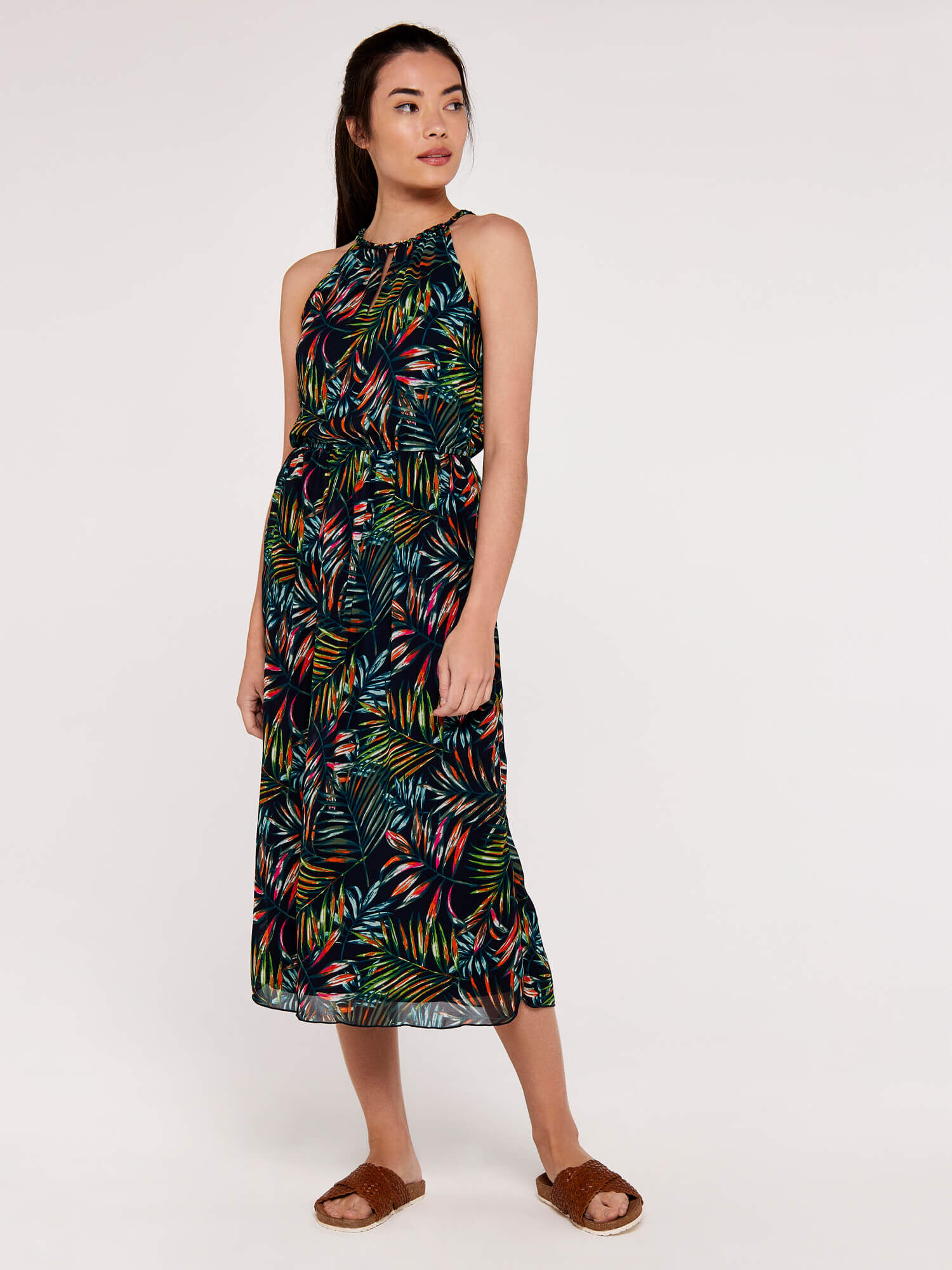 Apricot tropical best sale palm dress