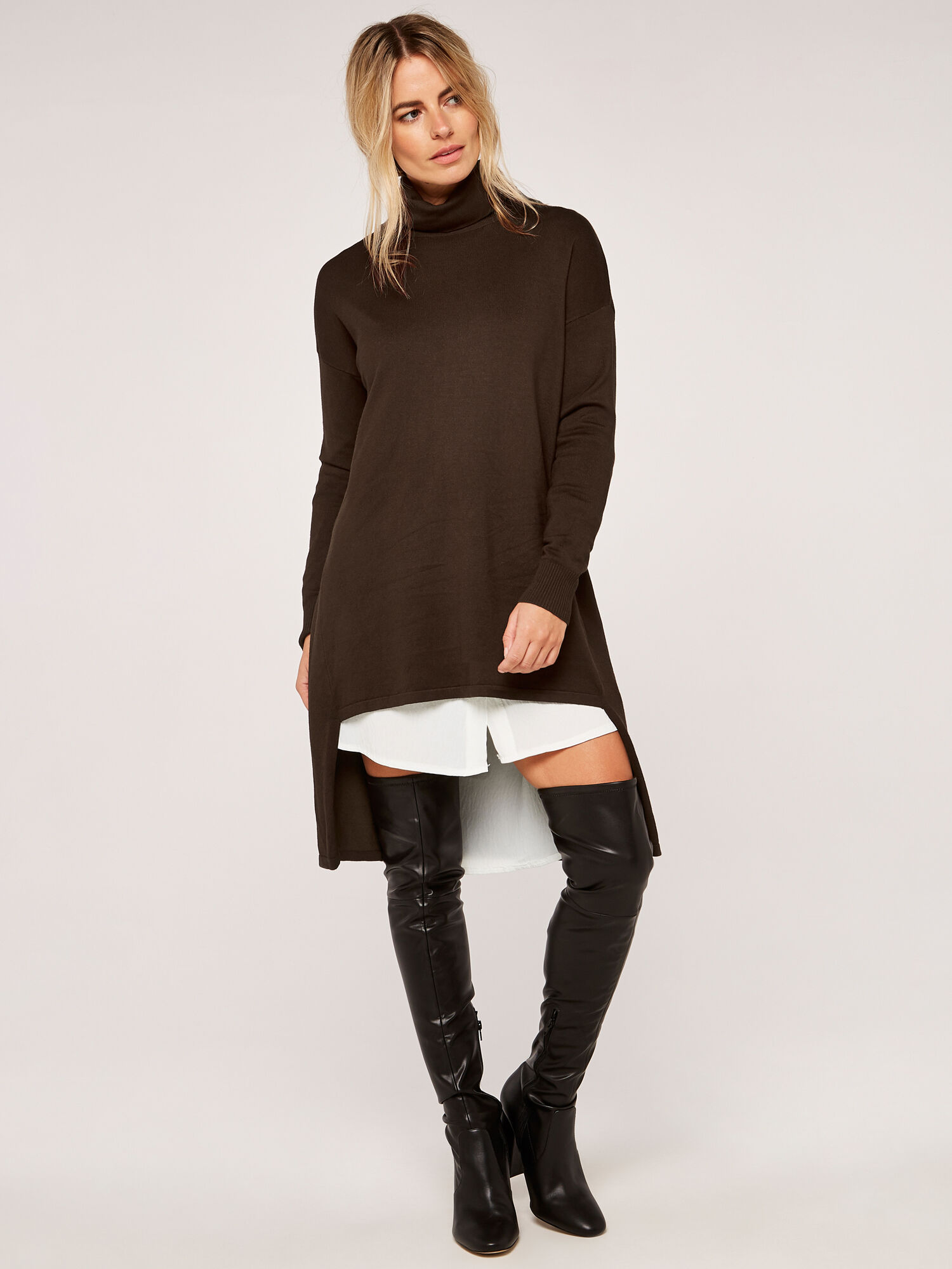 High low turtleneck sweater hot sale