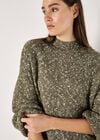 Flecked Knit Jumper Mini Dress, Khaki, large