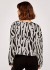 Abstract Print Cropped Jumper, Grey, large