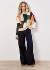 Colour Block Chunky Knit Cable Jumper, Stone, large