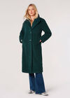Longline Borg Teddy Coat, Green, large