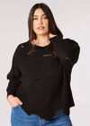 Curve Swirl Knit Batwing Jumper, Noir, grand