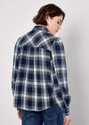 Washed Check Western Shirt, Blue, large