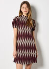 Chevron Knit Mini Dress, Burgundy, large