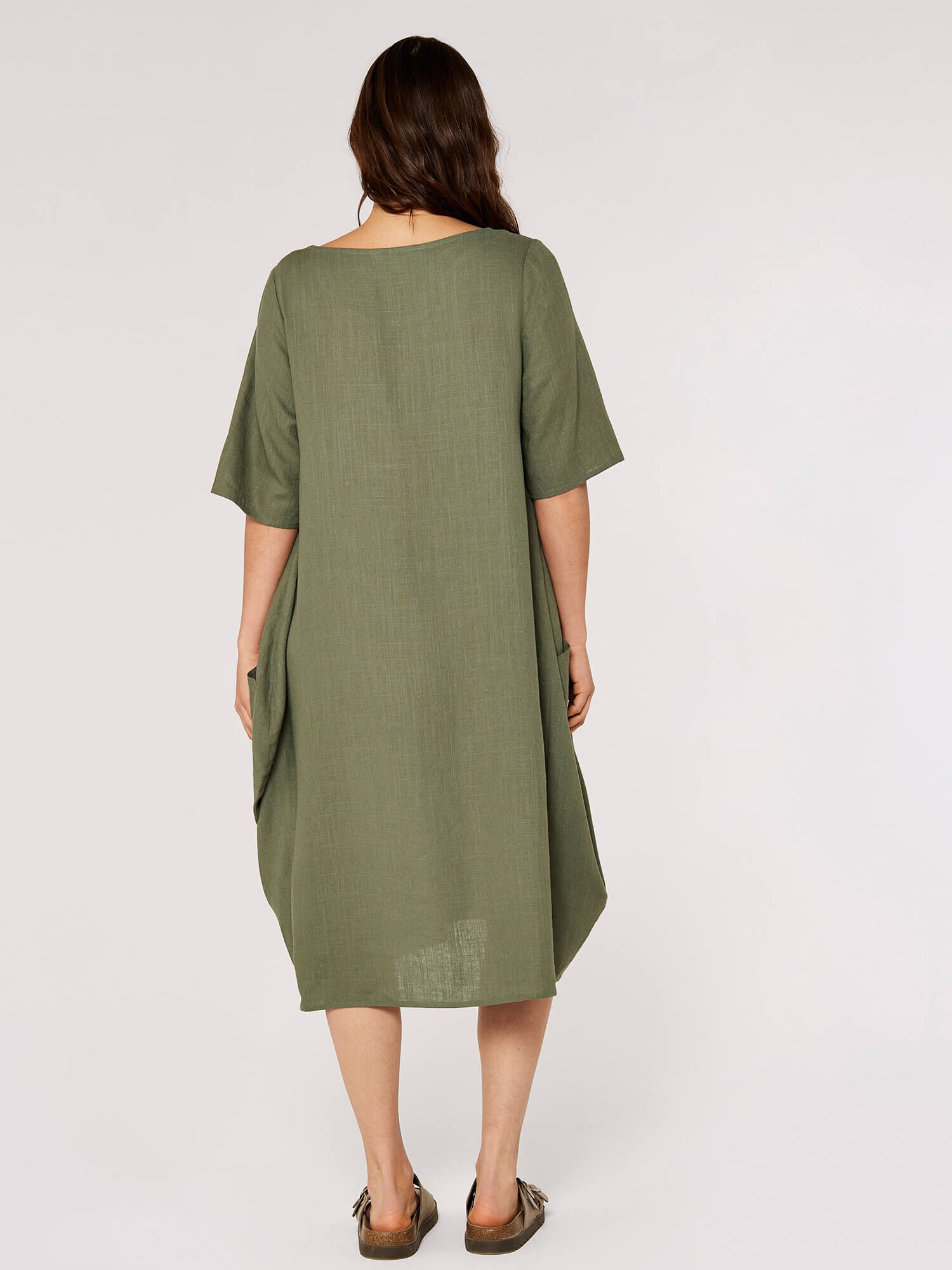 Printed Cocoon Midi Dress Apricot Clothing
