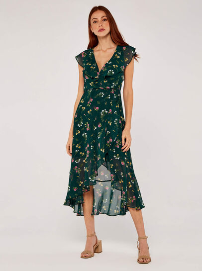 Botanical Wrap Midi Dress