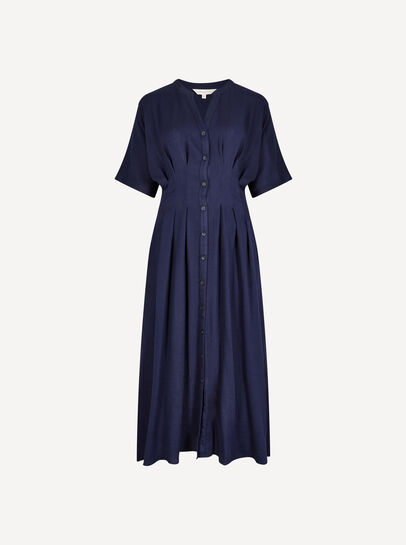 Pleated Shirt Midi Dress