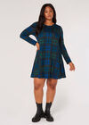 Curve Check Swing Mini Dress , Blue, large