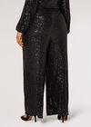 Curve Sequin Palazzo Trousers, Black, large