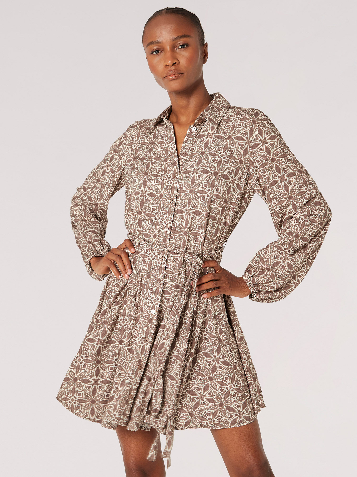 Mini Robe Chemise En Carreaux Ikat Vetements Apricot