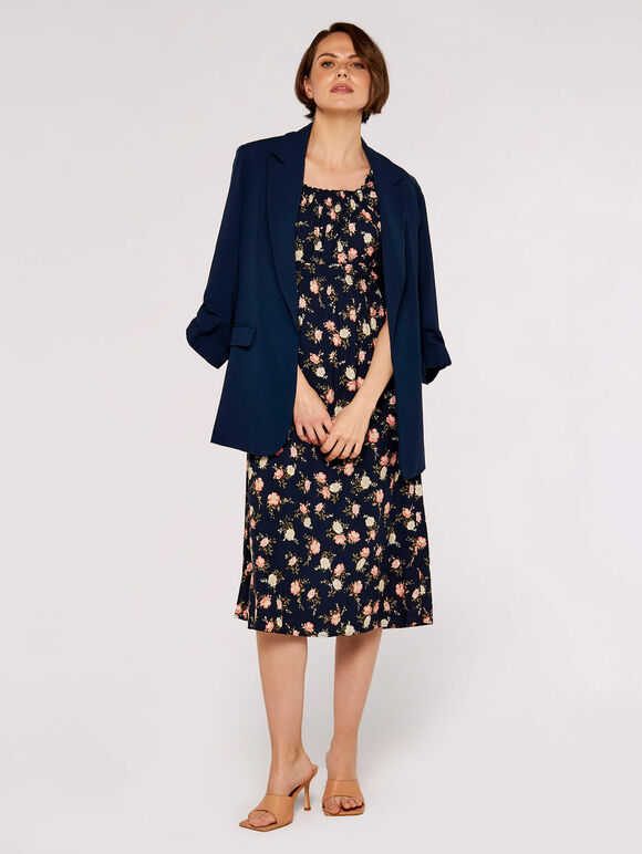 Vintage Rose Midi Dress, Navy, large