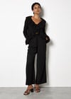 Ruffle Ribbed Knit Cardigan, Black, large