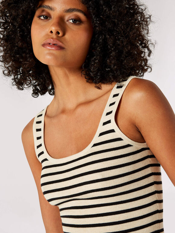 Stripe Knitted Tank Top, Stone, large