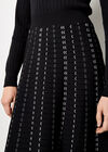 Mini Chevron Stripe Knitted Midi Dress, Black, large