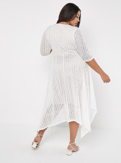 Curve Lace Wrap Midi Dress