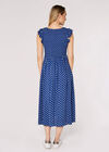 Polkadot Smocked Midi Dress, Blue, large