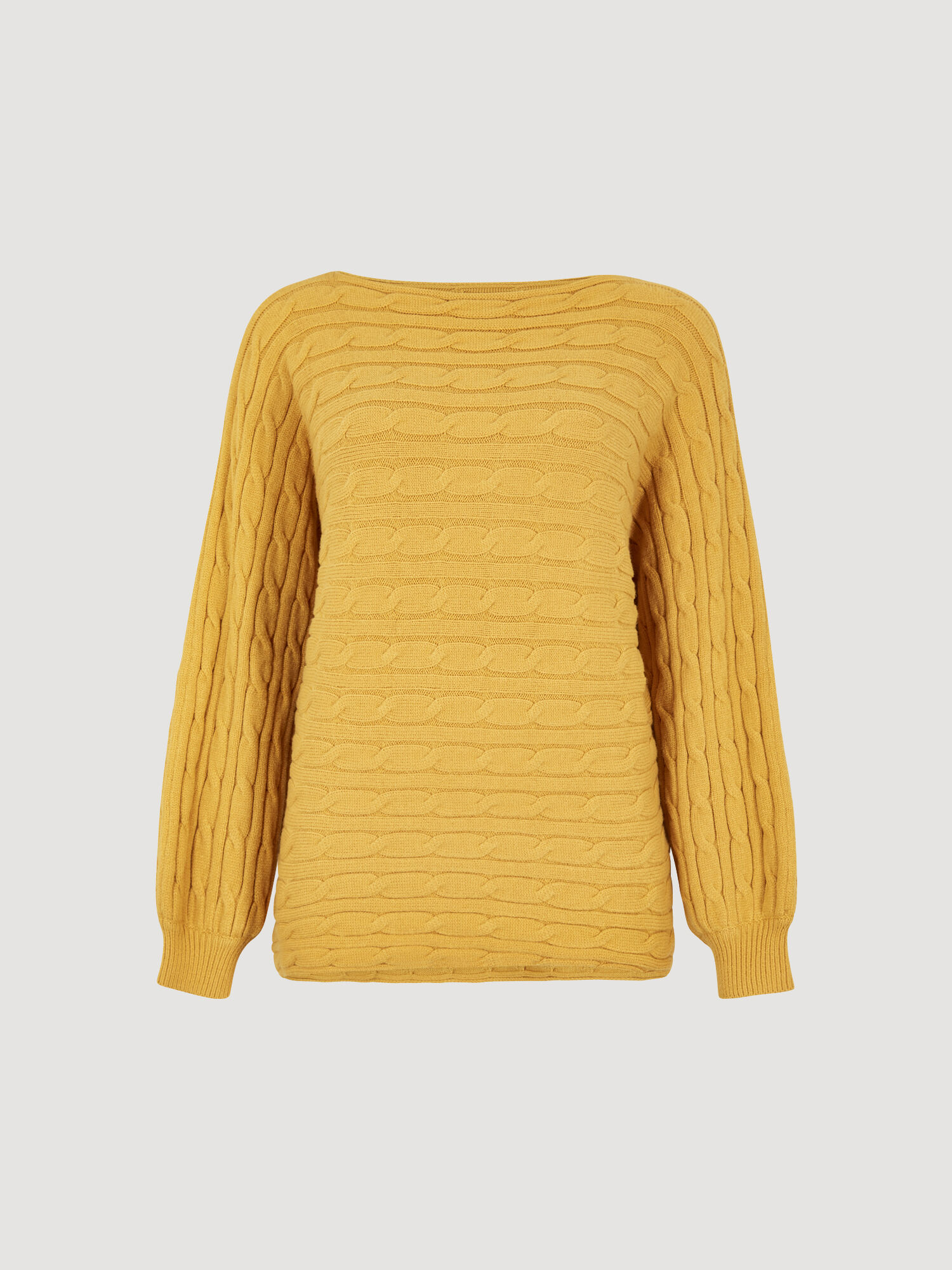 Cable Stripe Batwing Aran Jumper Apricot Clothing