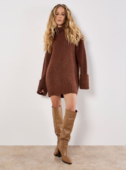 Boucle Knit Fisherman Jumper Mini Dress