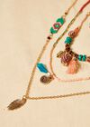 Turq feathered necklace, Assorted, large