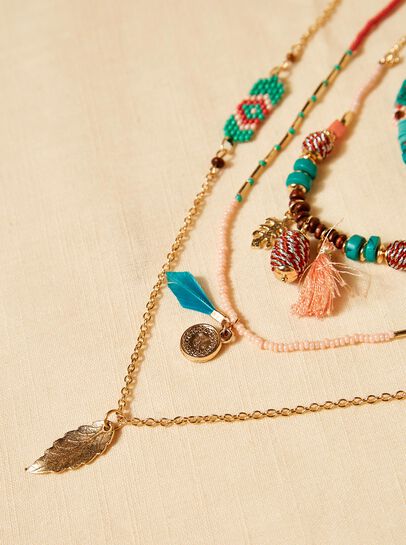 Turq feathered necklace
