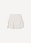 Ruched Bubble Hem Mini Skirt, White, large