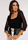 Popcorn Knit Shrug, Black, large