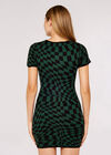 Check Bodycon Knit Dress, Green, large