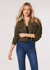 Cropped Corduroy Shacket, Khaki, large