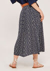 Belted Mosaic Midi Skirt, Navy, large