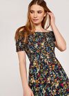 Off Shoulder Botanical Floral Dress, Navy, large