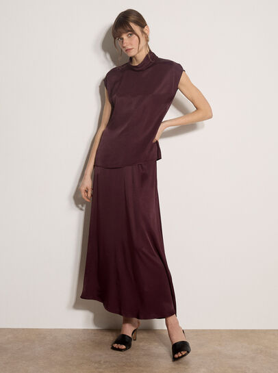 Soft Woven A-Line Midi Skirt