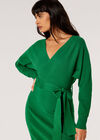 Robe mi-longue portefeuille tricotée, Vert, grand