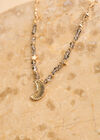 Gold Tone Stone And Moon Pendant Necklace, Gold, large