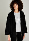 Boucle Borg Zip Through Cape, Black, large