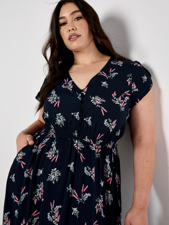 Botanical Bunches Maxi Dress, Navy, large