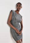 Ruched Sparkle Bodycon Mini Dress, Silver, large