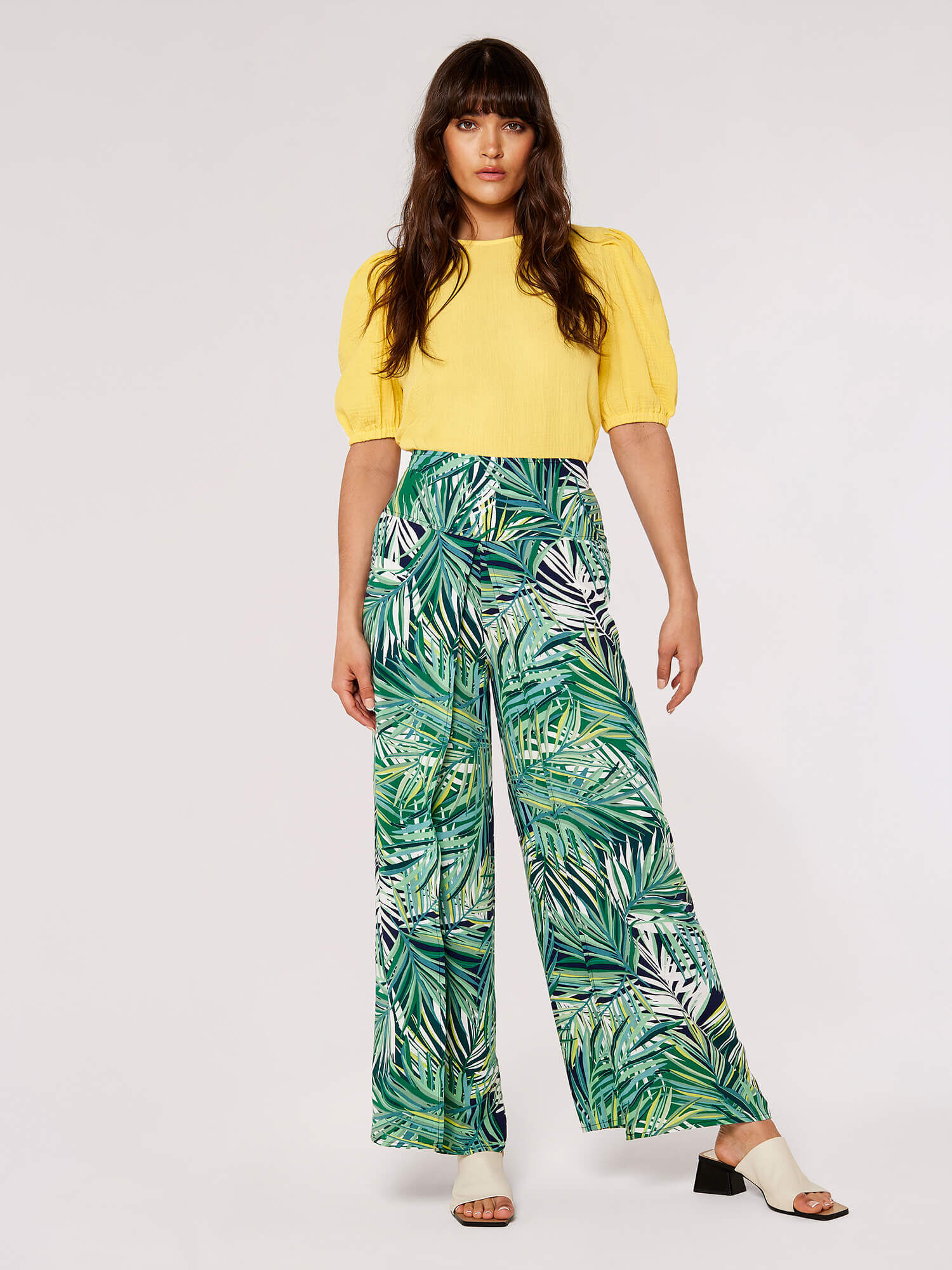 Apricot palm leaf trousers sales