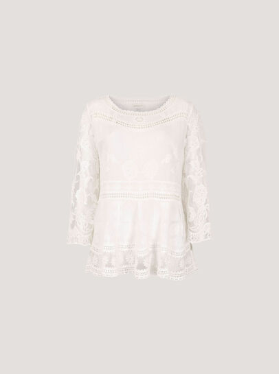 Embroidered Mesh Oversized Top