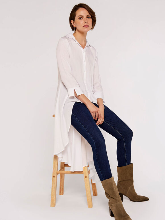Herringbone Jacquard Shirt, White, large