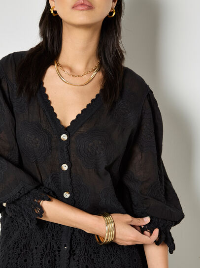 Embroidered Daisies Lace Blouse