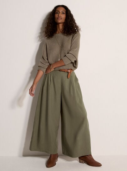 Slub Linen Wide-Leg Trousers
