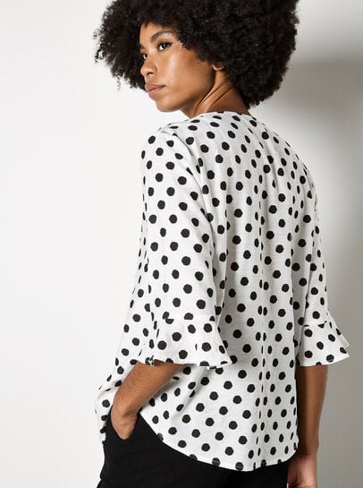 Polka Dot Bell Sleeve Blouse