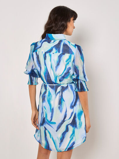 Painterly Swirls Shirt Mini Dress